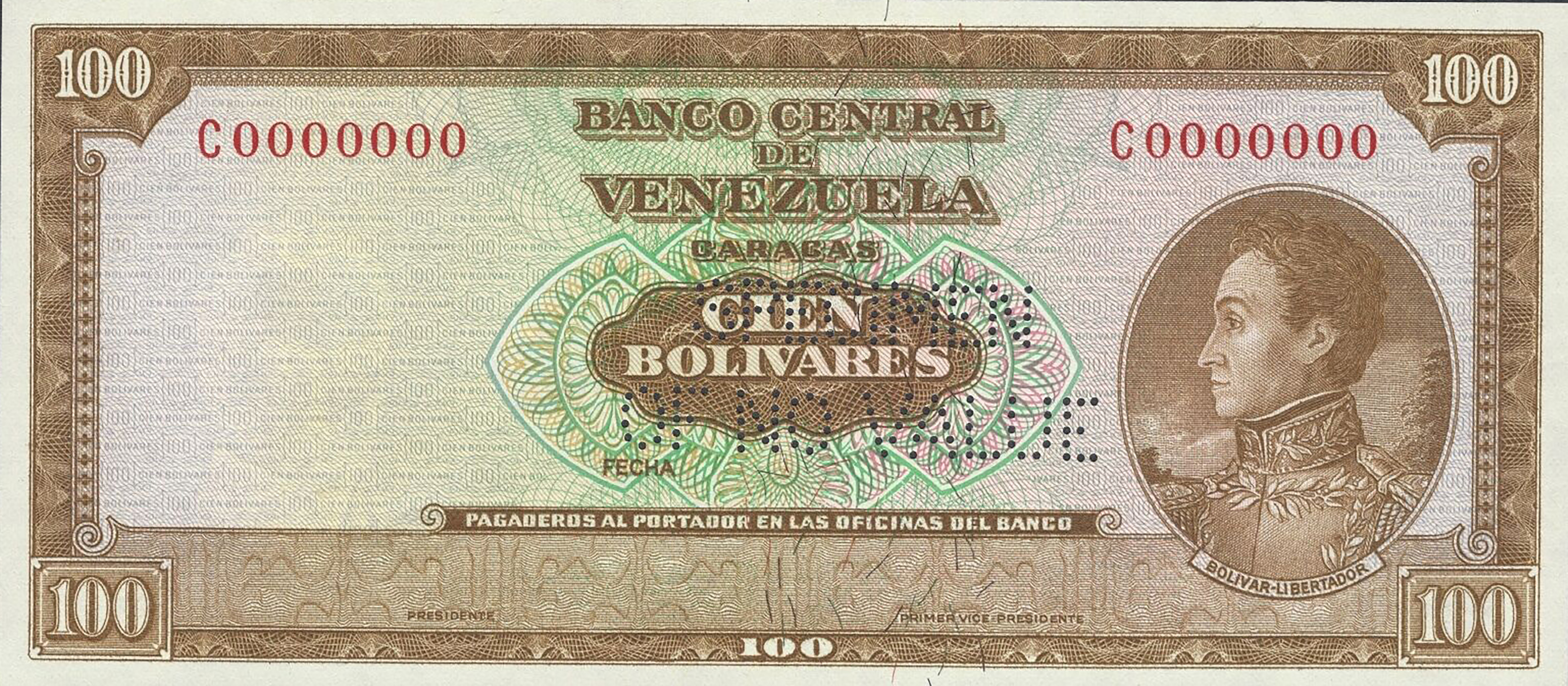  Horizontal SPECIMEN / OF NO VALUE perf; no date; no sig ; all-zero s/n 