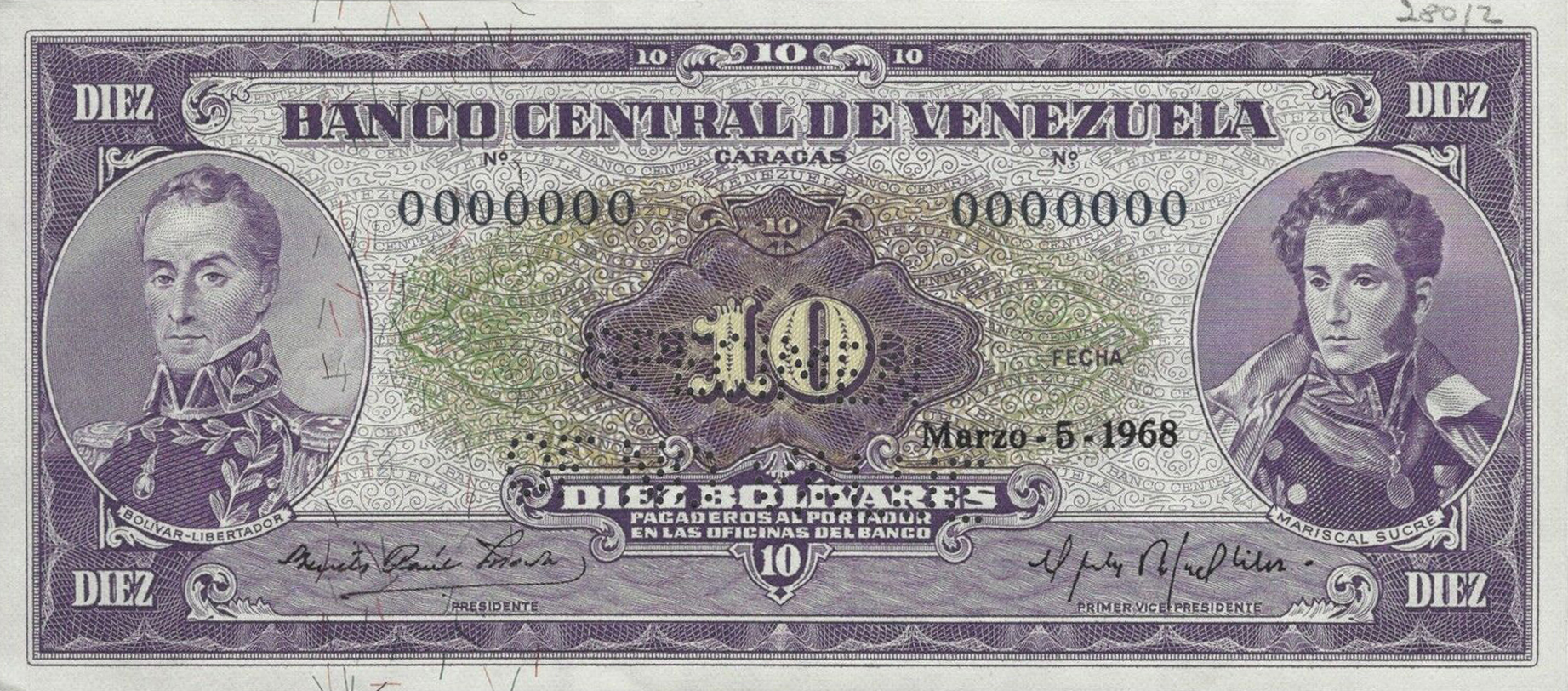  Horizontal SPECIMEN / OF NO VALUE perf; all-zero s/n 