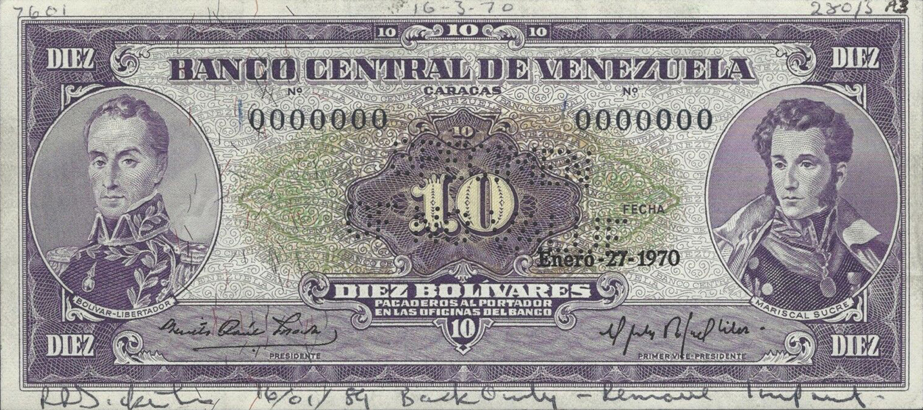  Horizontal SPECIMEN / OF NO VALUE perf; all-zero s/n 