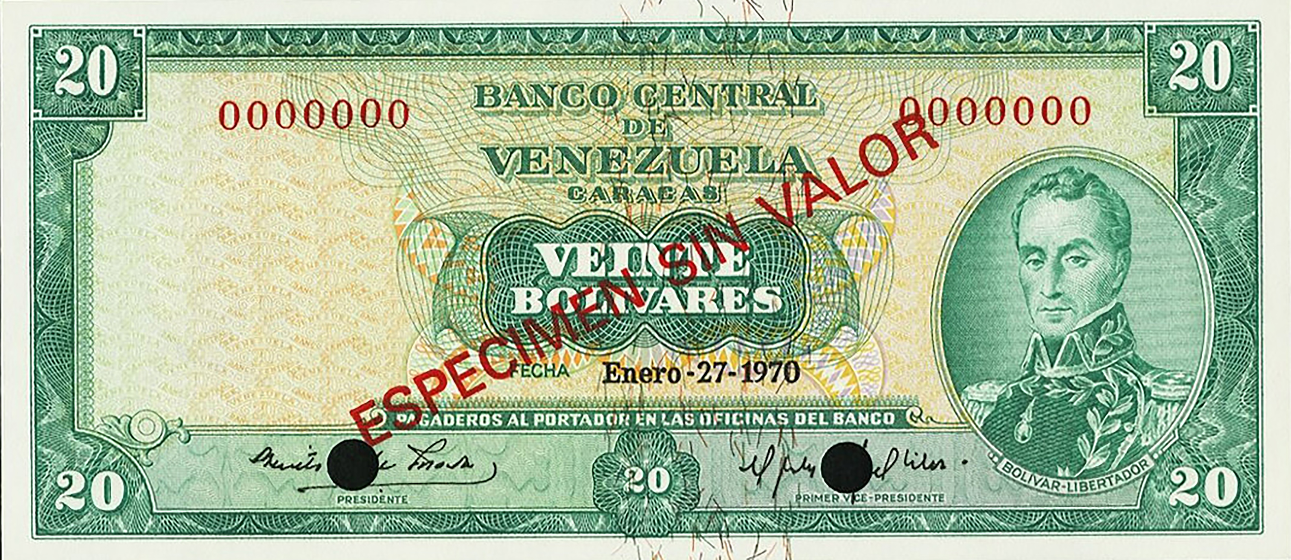  Diagonal red ESPECIMEN SIN VALOR ovpt front/back; all-zero s/n 