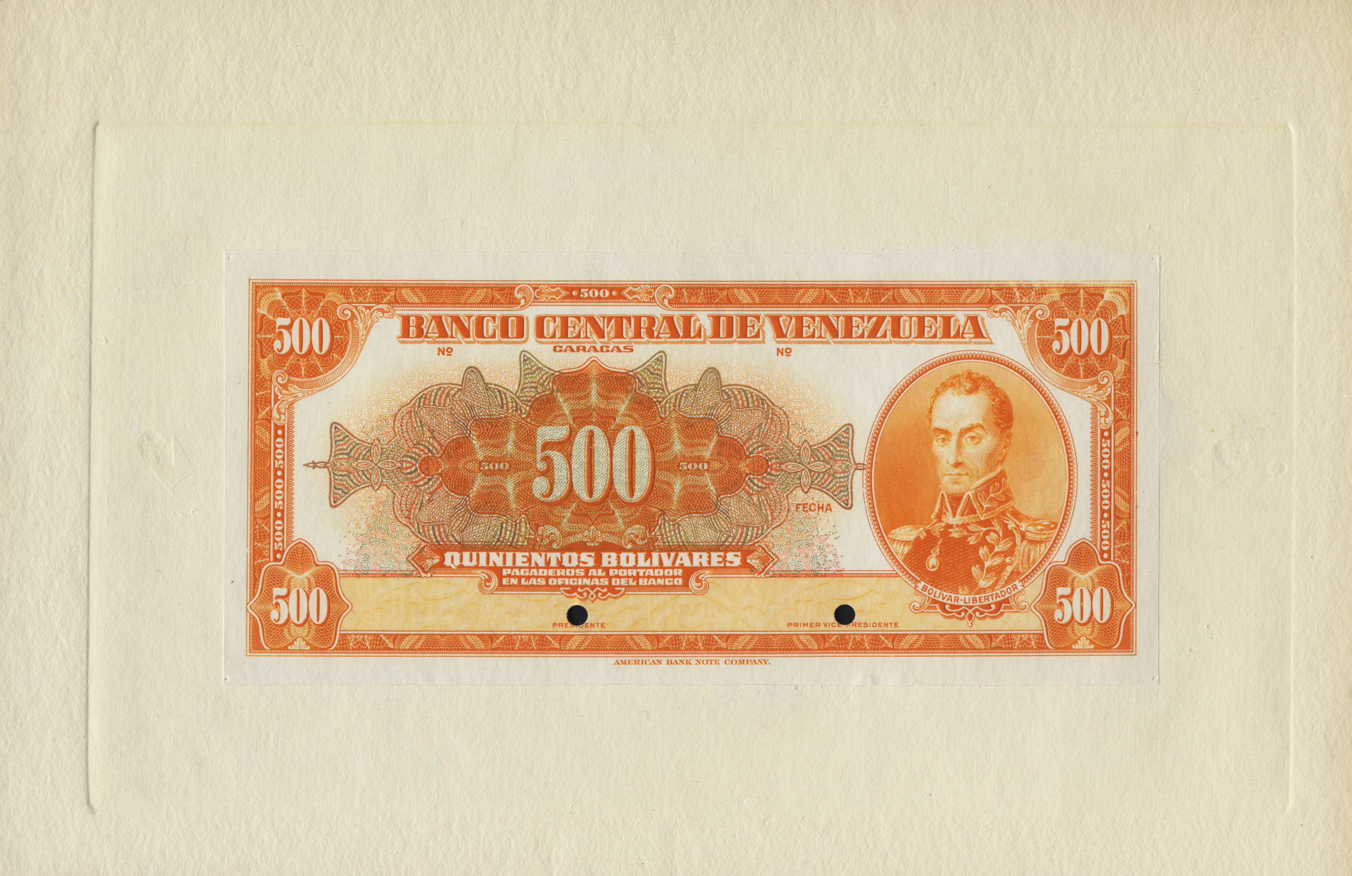  Separate uniface front/back; no ovpt; no perf; no date; no sig ; no s/n 