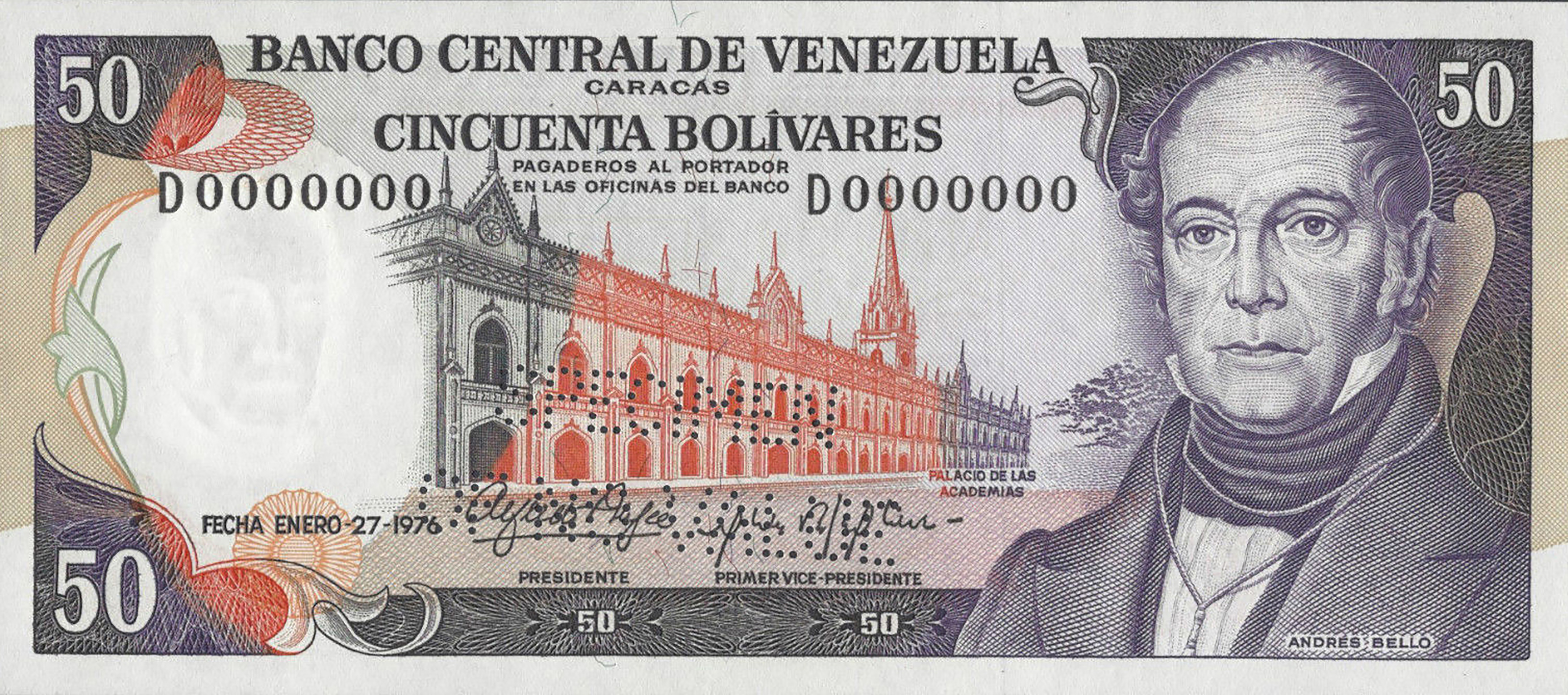  Horizontal SPECIMEN / OF NO VALUE perf; no date; no sig ; all-zero s/n 