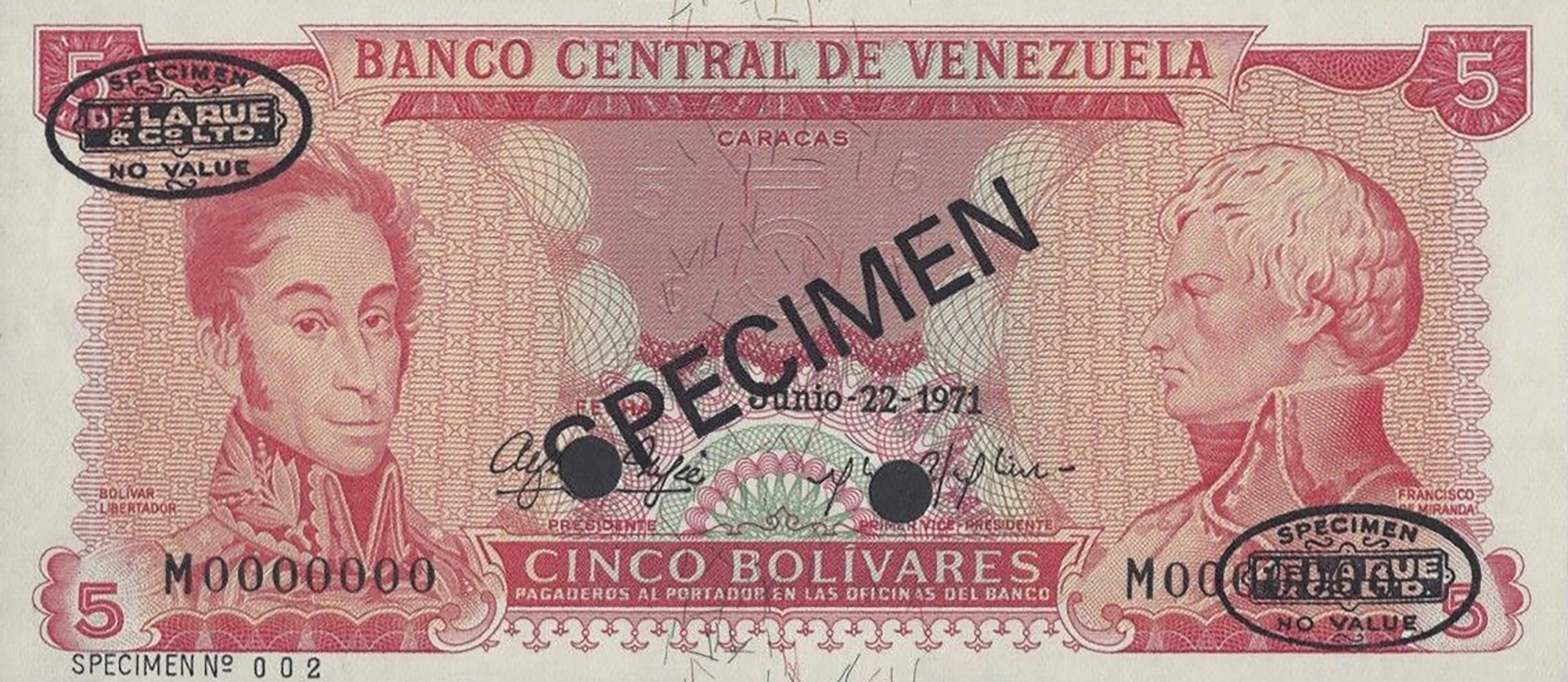  Diagonal black SPECIMEN and DLR oval ovpts; horizontal black SPECIMEN No # ovpt lower left; all-zero s/n 