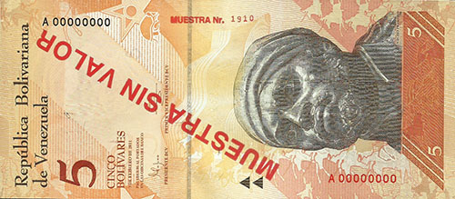  Diagonal red MUESTRA SIN VALOR ovpt front/back; horizontal red MUESTRA Nr # ovpt upper right front; all-zero s/n 