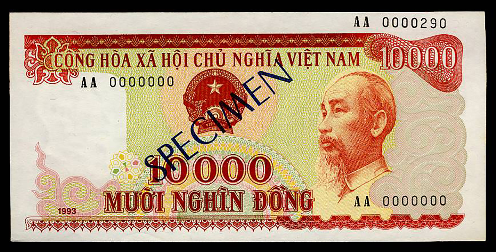  Diagonal black SPECIMEN ovpt front; horizontal black # at upper right front; all-zero s/n 