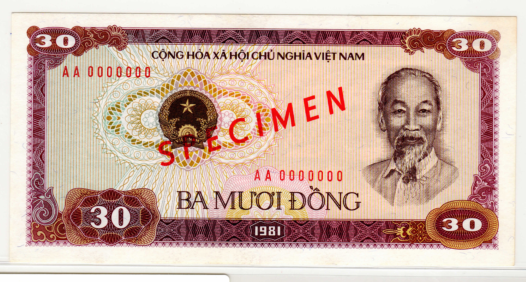  Diagonal red SPECIMEN ovpt front; all-zero s/n 