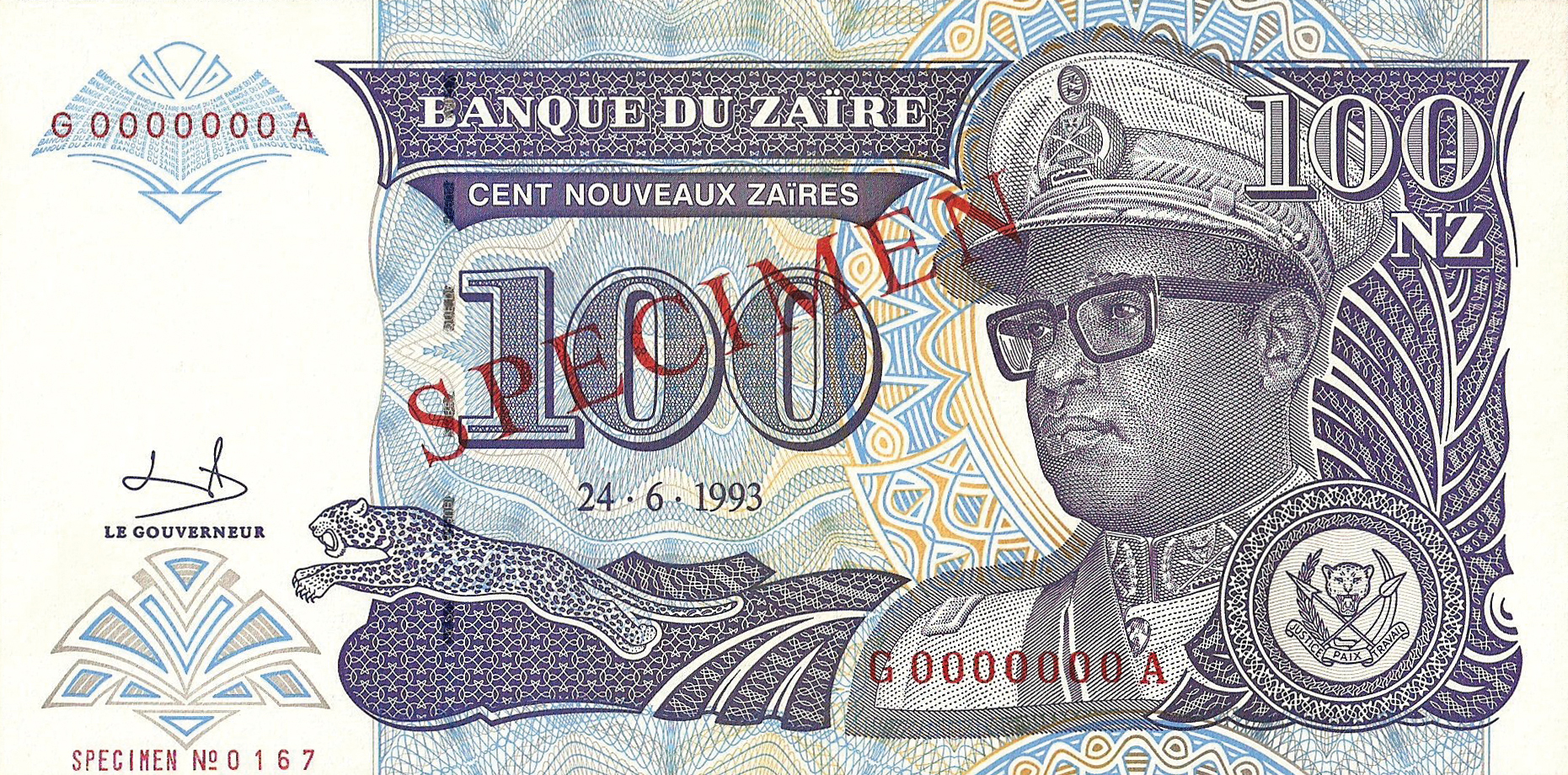  Diagonal red SPECIMEN ovpt front/back; horizontal red SPECIMEN NO # ovpt at lower left; all-zero s/n 