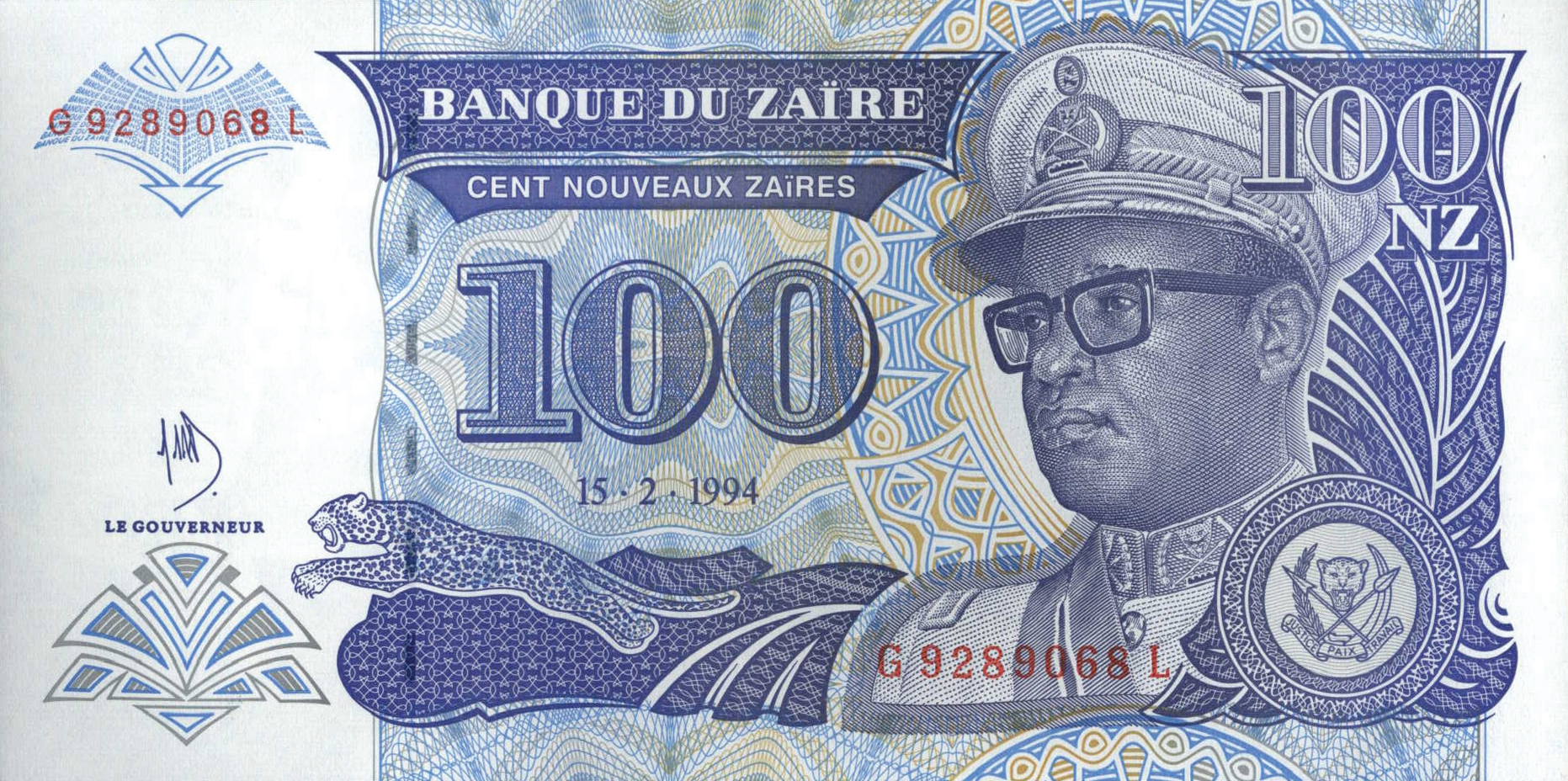  Printer: HOTEL DES MONNAIES-ZAÏRE Prefix/suffix G/K - G/S 