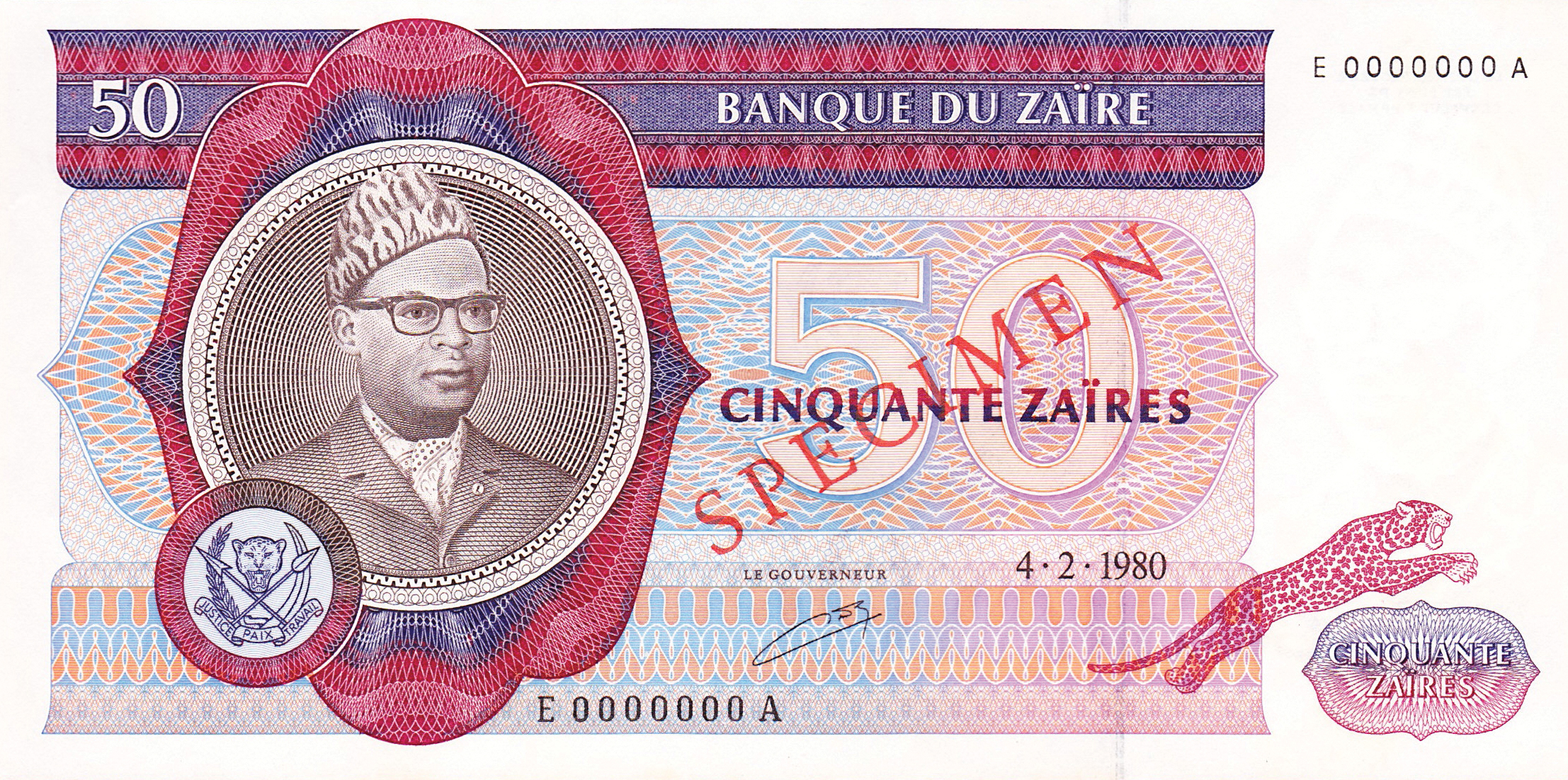  Diagonal red SPECIMEN ovpt front; diagonal black SPECIMEN ovpt front; all-zero s/n 