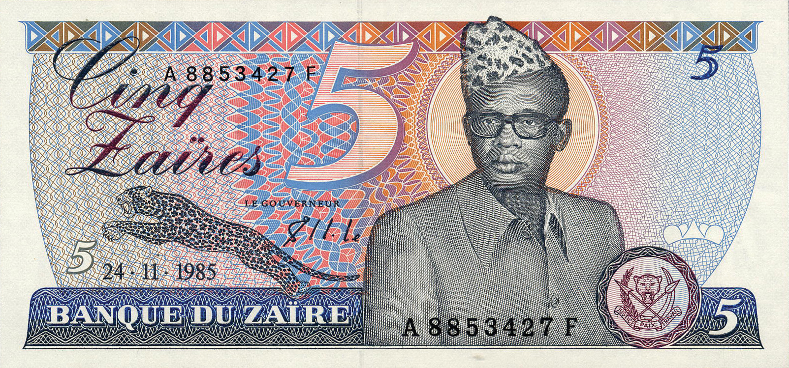  24 • 11 • 1985 Sig 5: Syakassighe Printer: HOTEL DES MONNAIES-ZAÏRE 