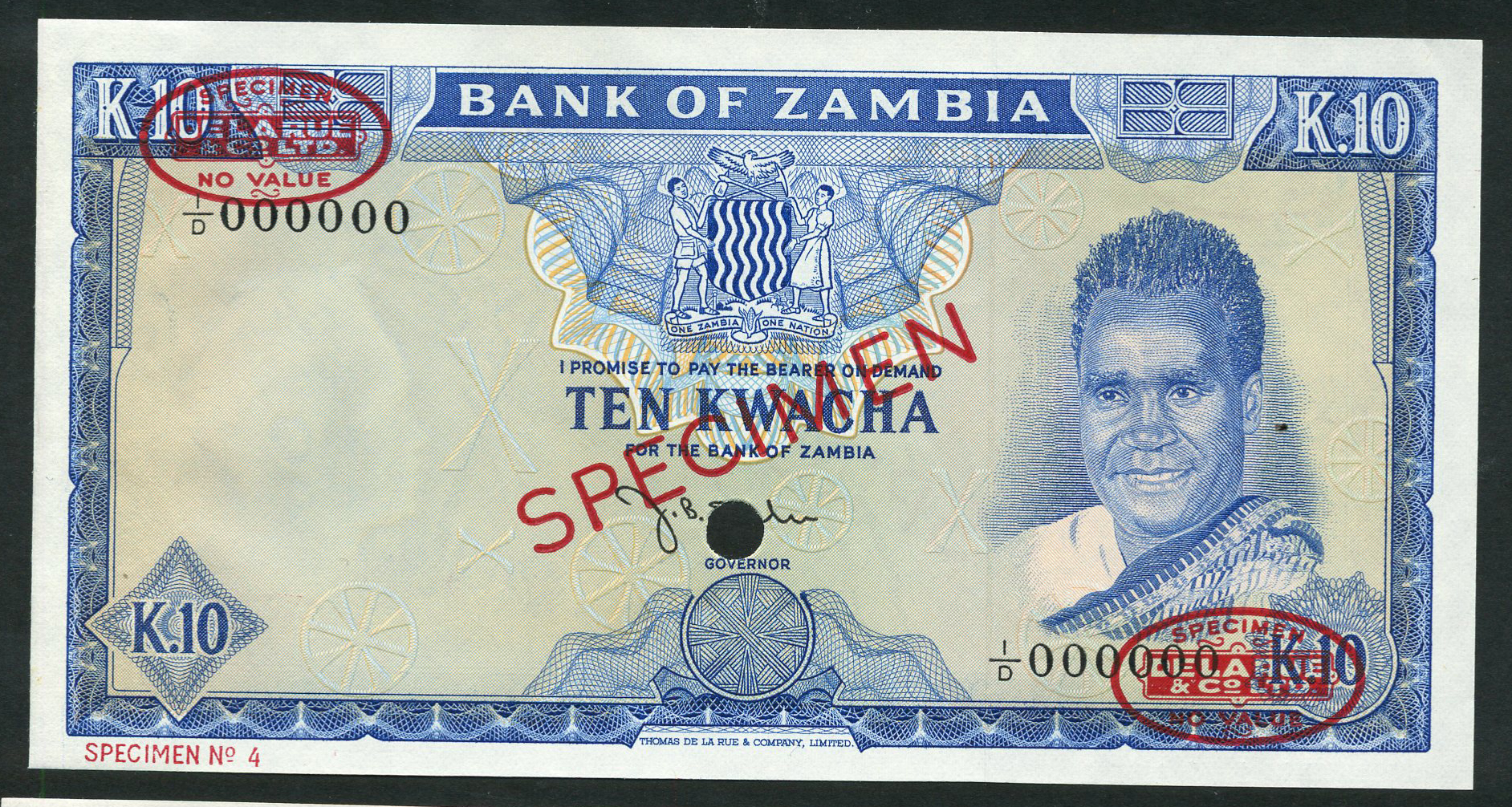  Diagonal red SPECIMEN and DLR oval ovpts front/back; horizontal red SPECIMEN NO # ovpt lower left front; all-zero s/n 