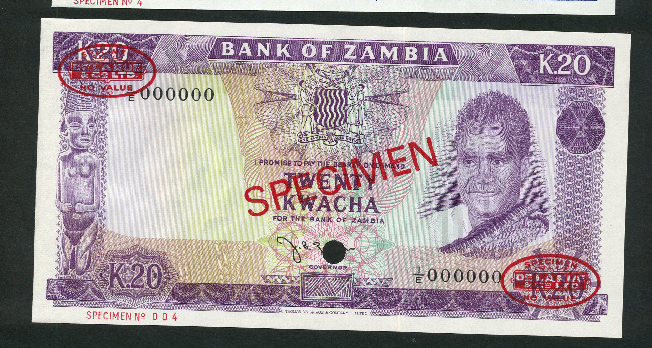  Diagonal red SPECIMEN and DLR oval ovpts front/back; horizontal red SPECIMEN NO # ovpt lower left front; all-zero s/n 