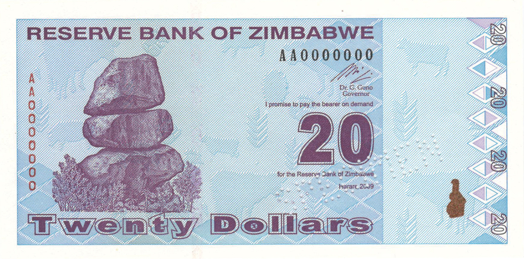  Diagonal SPECIMEN perf; all-zero s/n 