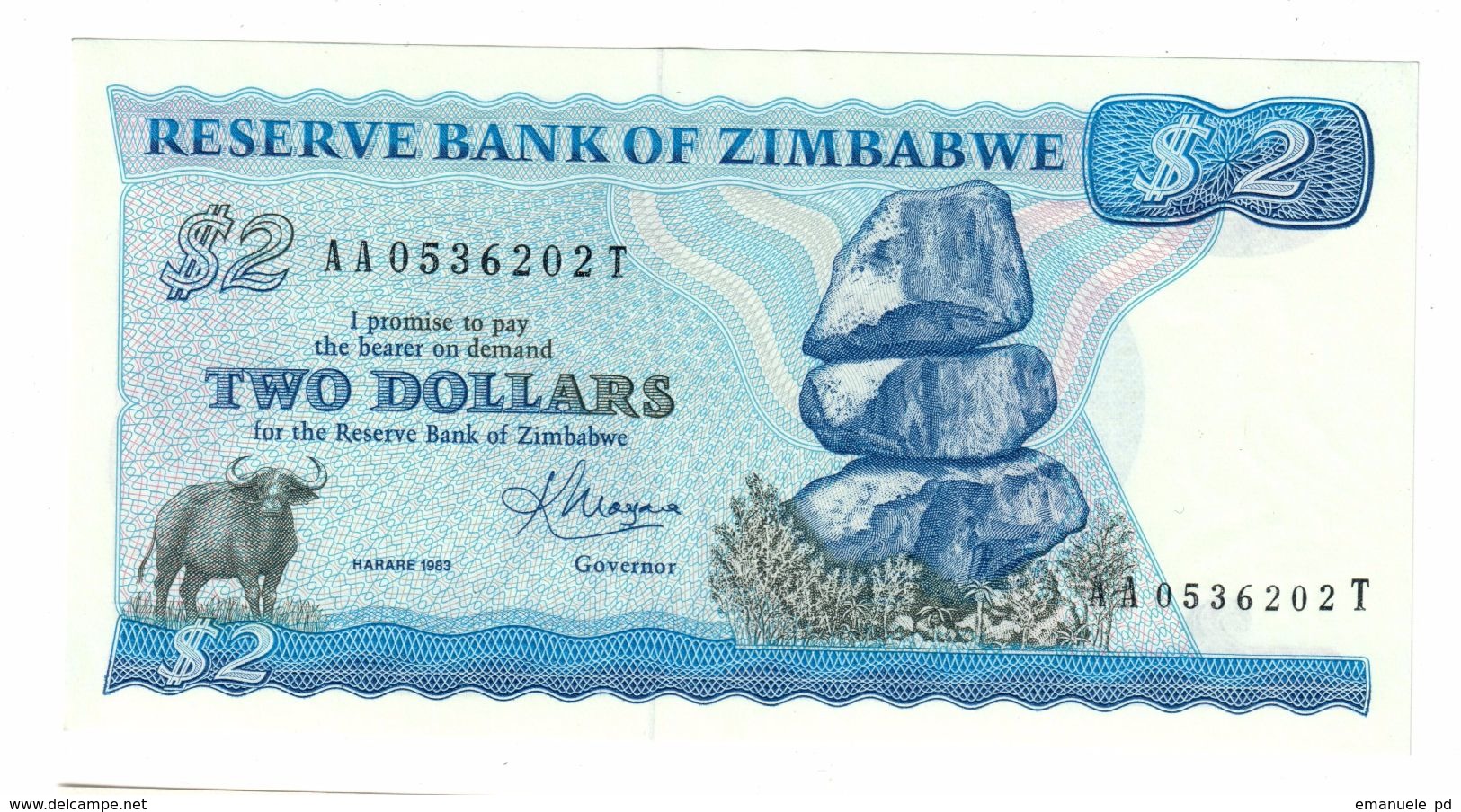  1983 Harare Sig 2: Moyana Prefix/suffix AA/F - AA/Z, AB/A - AB/U 