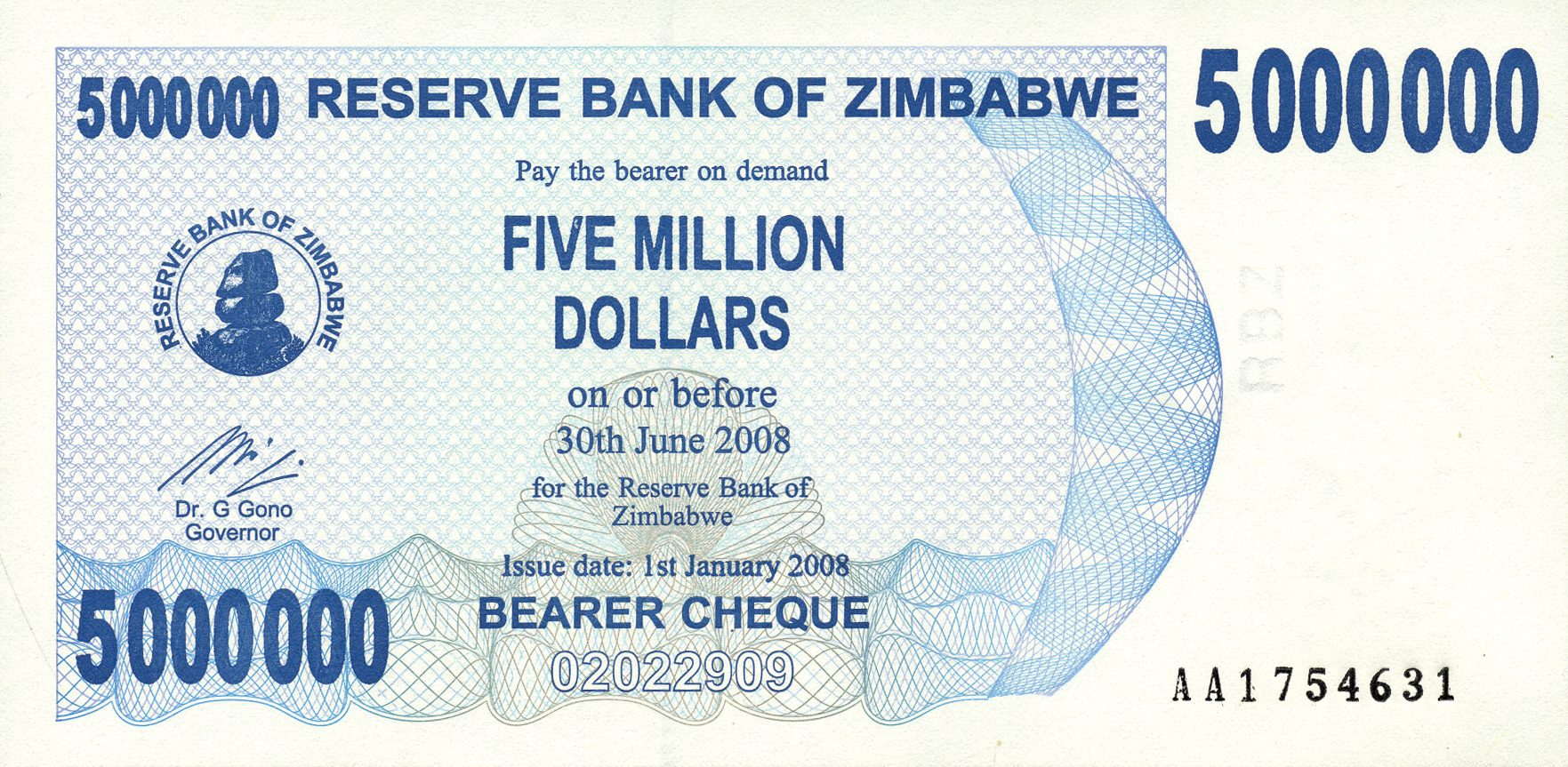  1st January 2008 Sig 5: Gono Prefix AA 