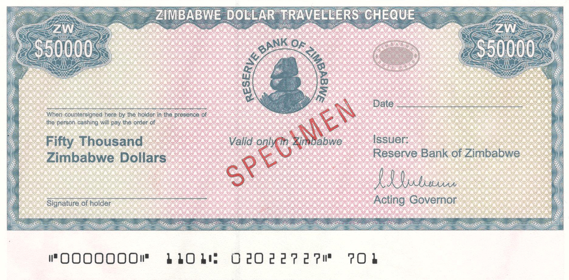  Diagonal red SPECIMEN ovpt front; no date 