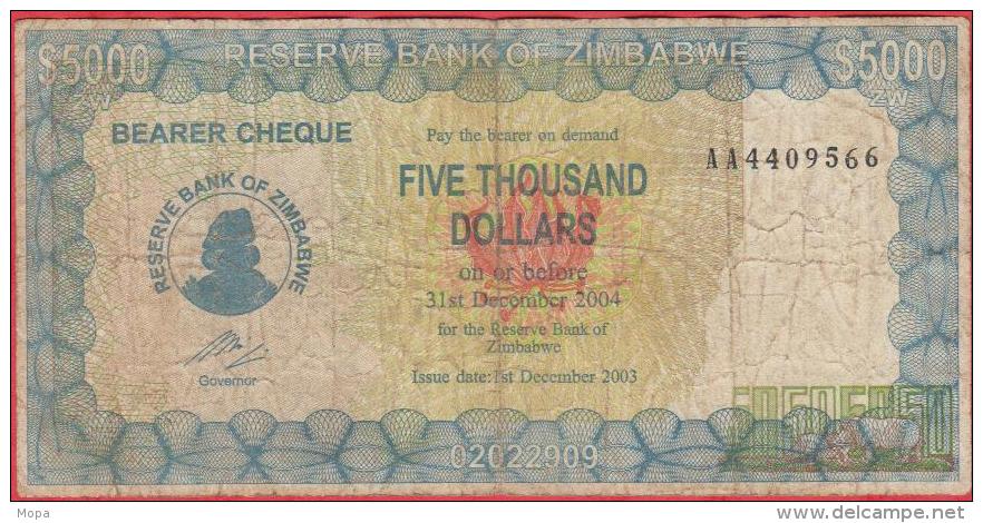  1st December 2003 Expires 31st December 2004 Sig 5: Gono w/o name above title Solid security thread with demetalized RBZ Wmk: Zimbabwe bird Type C and electrotype RBZ Prefix AA 