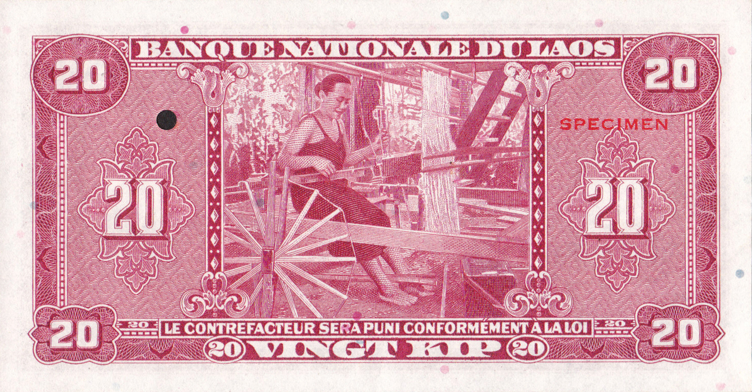  Diagonal red ແບບຢາງ ovpt front; horizontal red SPECIMEN ovpt back; with/without horizontal red # ovpt front/back; all-zero s/n 