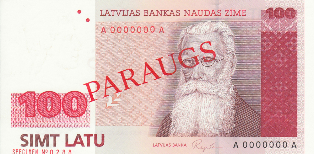  Diagonal red PARAUGS ovpt front/back; horizontal red SPECIMEN NO # ovpt lower left; all-zero s/n 