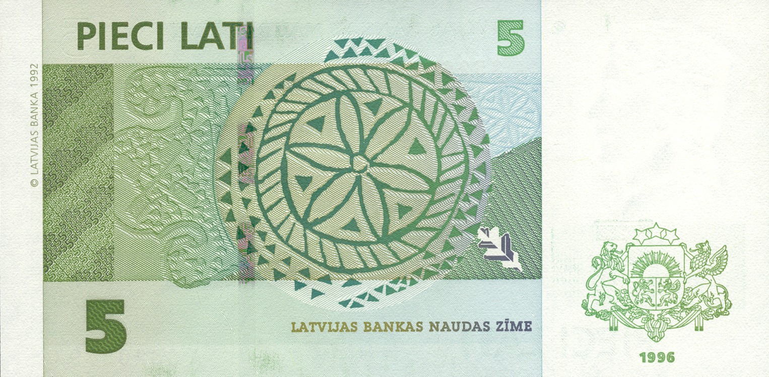  1996 Sig 5b: Repše 3-mm wide windowed security thread with demetalized Ls 5 