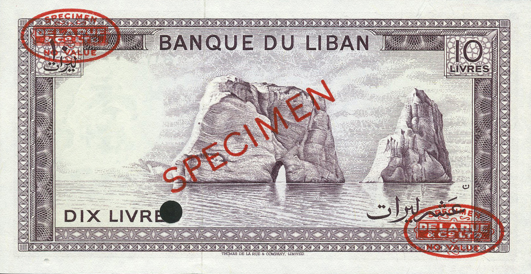  Diagonal red SPECIMEN and TDLR oval ovpts; horizontal red SPECIMEN NO # ovpt lower left; all-zero s/n 