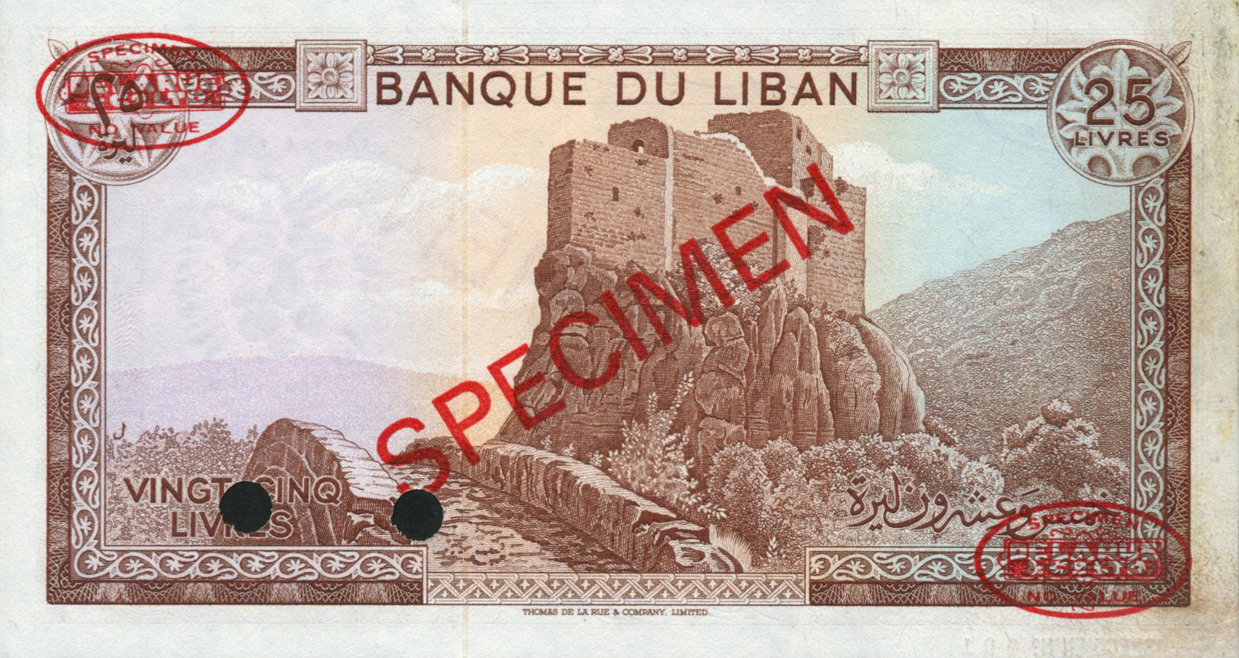  Diagonal red SPECIMEN and DLR oval ovpts; horizontal red SPECIMEN NO # ovpt lower left; all-zero s/n 