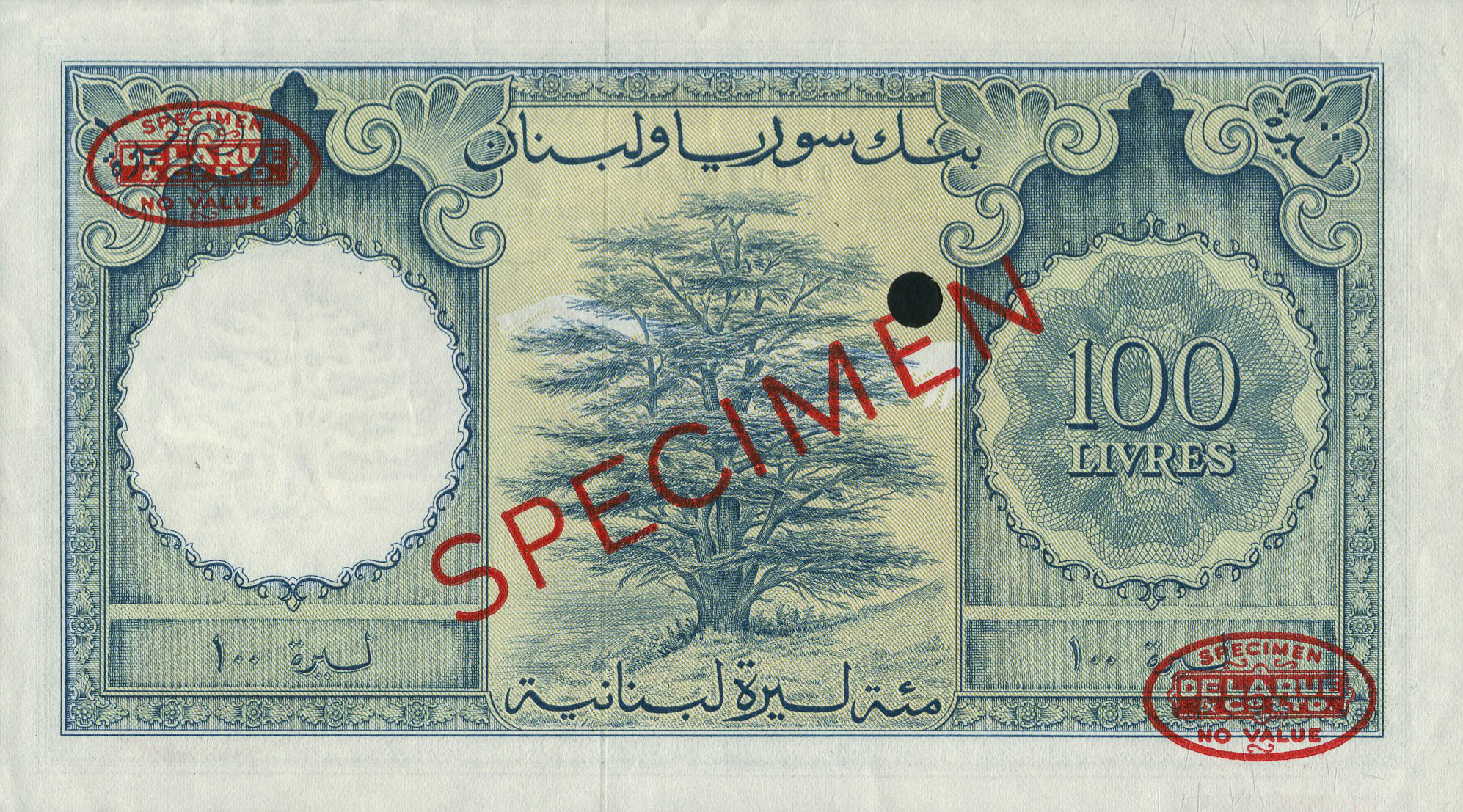  Diagonal red SPECIMEN and DLR oval ovpts; horizontal red SPECIMEN NO # ovpt lower left; all-zero s/n 