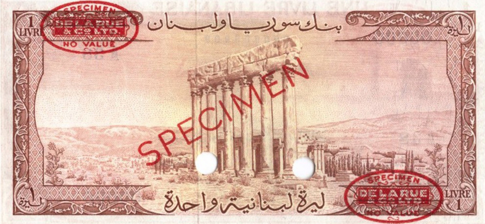  Diagonal red SPECIMEN and DLR oval ovpts; horizontal red SPECIMEN NO # ovpt lower left; all-zero s/n 