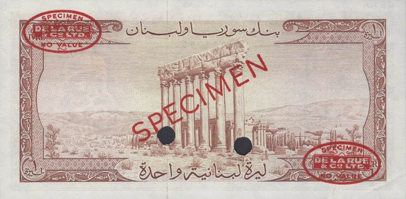  Diagonal red SPECIMEN and DLR oval ovpts; horizontal red SPECIMEN NO # ovpt lower left; all-zero s/n 