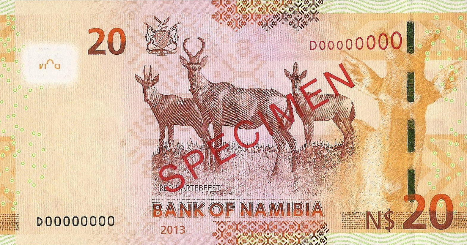  Diagonal red SPECIMEN ovpt front/back; horizontal red # ovpt lower right front; all-zero s/n 