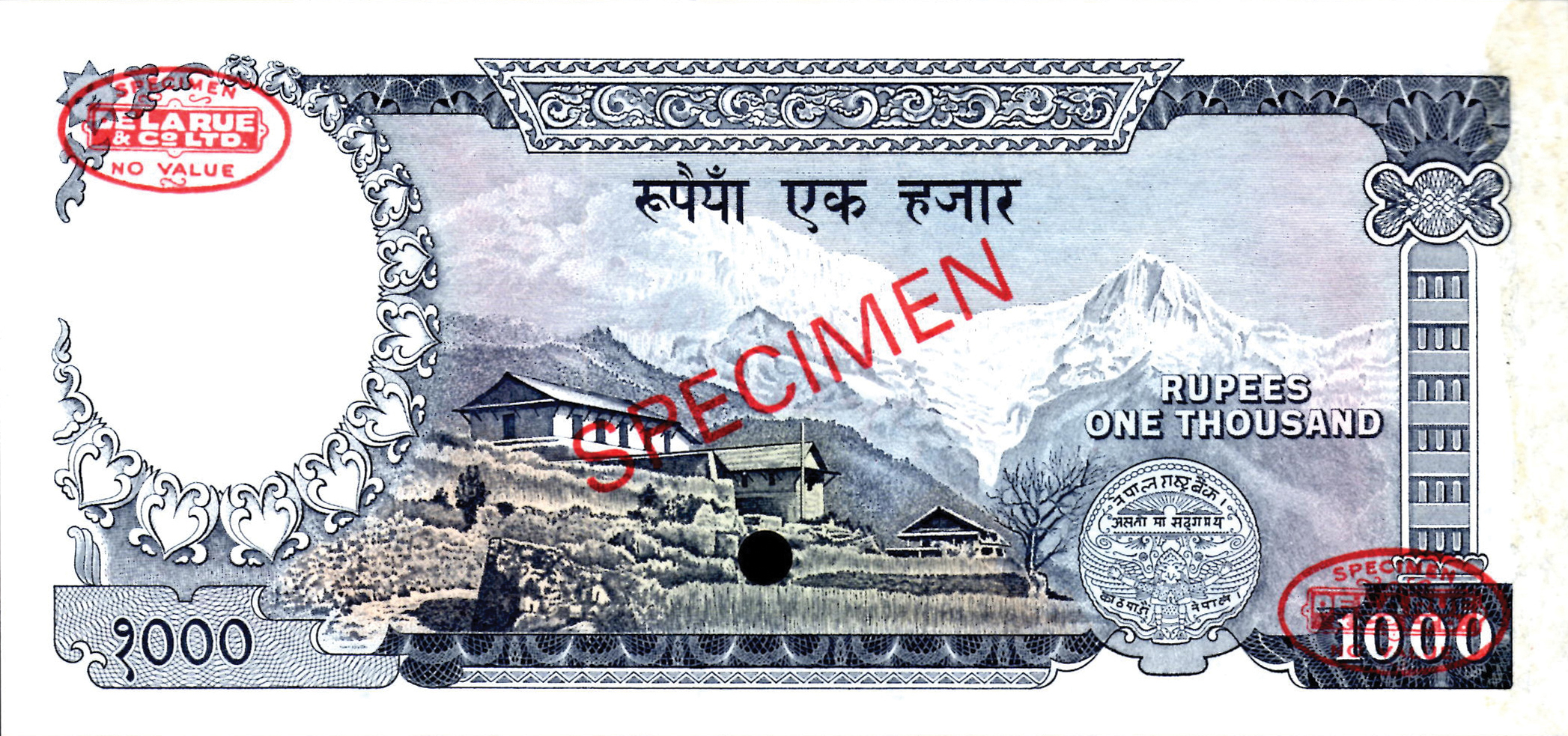  Diagonal red SPECIMEN and DLR oval ovpts; horizontal red SPECIMEN NO # ovpt lower left; all-zero s/n 