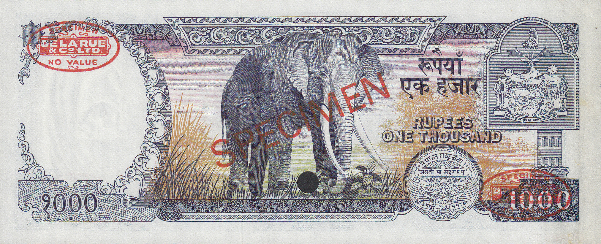  Diagonal red SPECIMEN and DLR oval ovpts; horizontal red SPECIMEN NO # ovpt lower left; all-zero s/n 