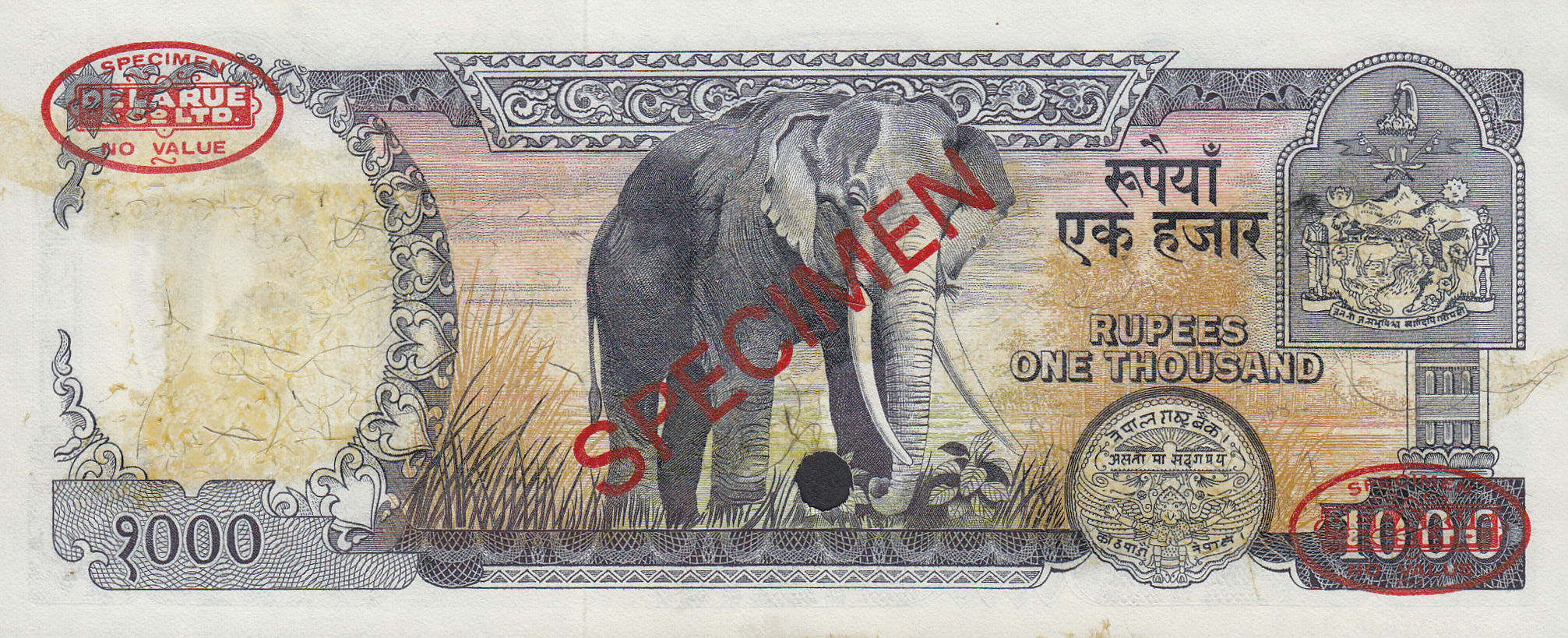  Diagonal red SPECIMEN and DLR oval ovpts; horizontal red SPECIMEN NO # ovpt lower left; all-zero s/n 