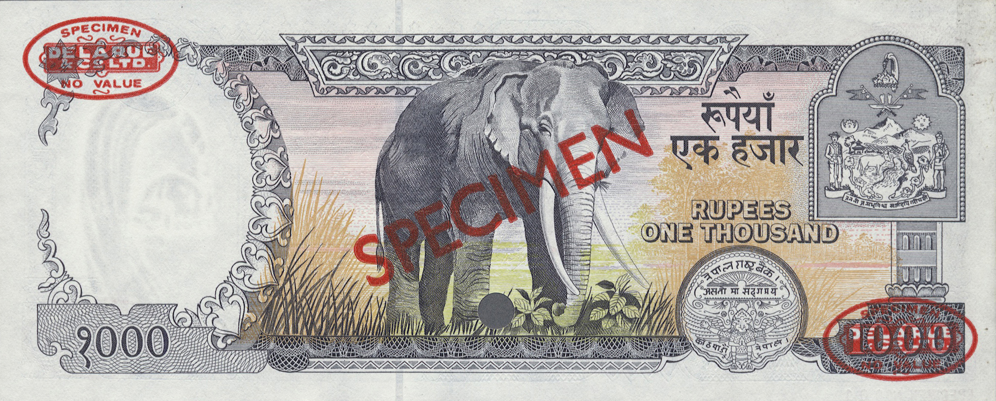  Diagonal red SPECIMEN and DLR oval ovpts; horizontal red SPECIMEN NO # ovpt lower left; all-zero s/n 