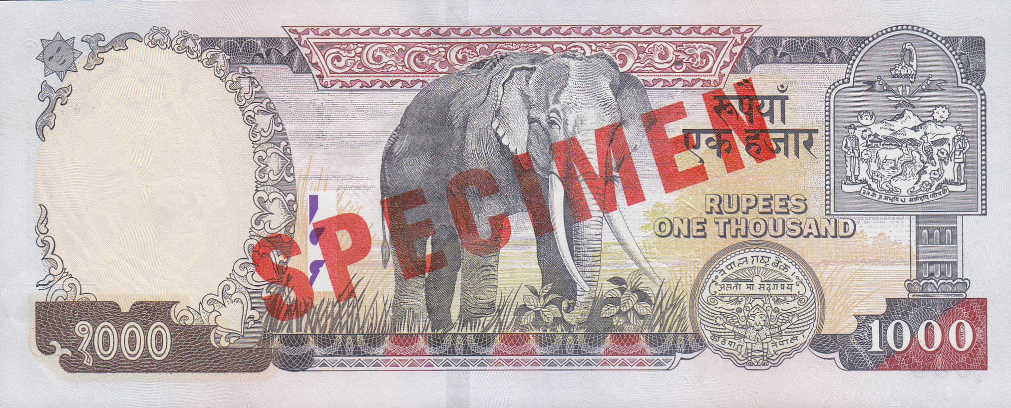  Large bold diagonal red SPECIMEN ovpt front/back; horizontal red # ovpt lower left front; all-zero s/n 