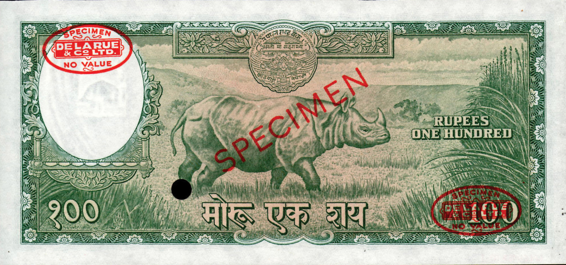  Diagonal red SPECIMEN and DLR oval ovpts; horizontal red SPECIMEN NO # ovpt lower left; all-zero s/n 