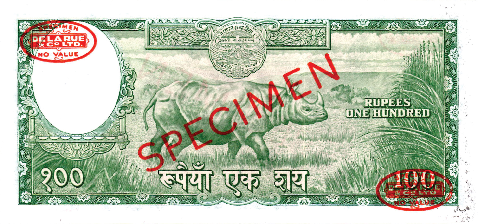  Diagonal red SPECIMEN and DLR oval ovpts; horizontal red SPECIMEN NO # ovpt lower left; all-zero s/n 