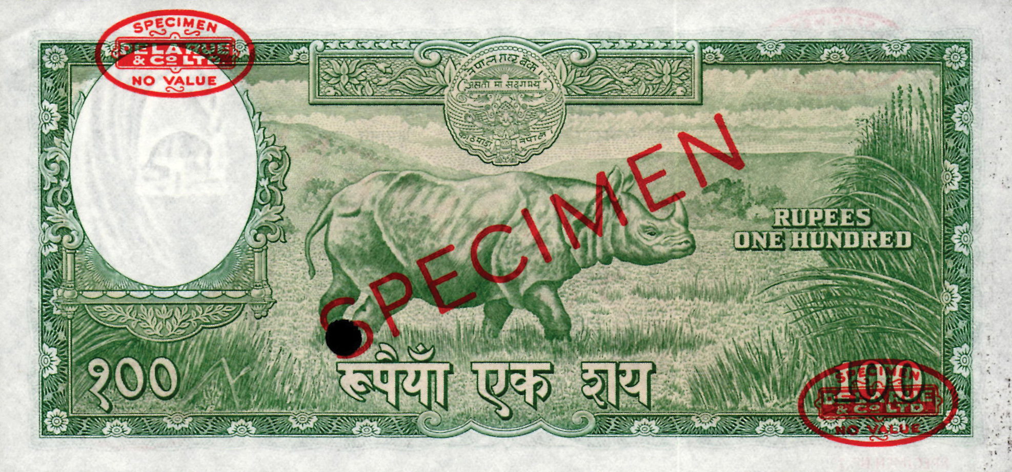  Diagonal red SPECIMEN and DLR oval ovpts; horizontal red SPECIMEN NO # ovpt lower left; all-zero s/n 