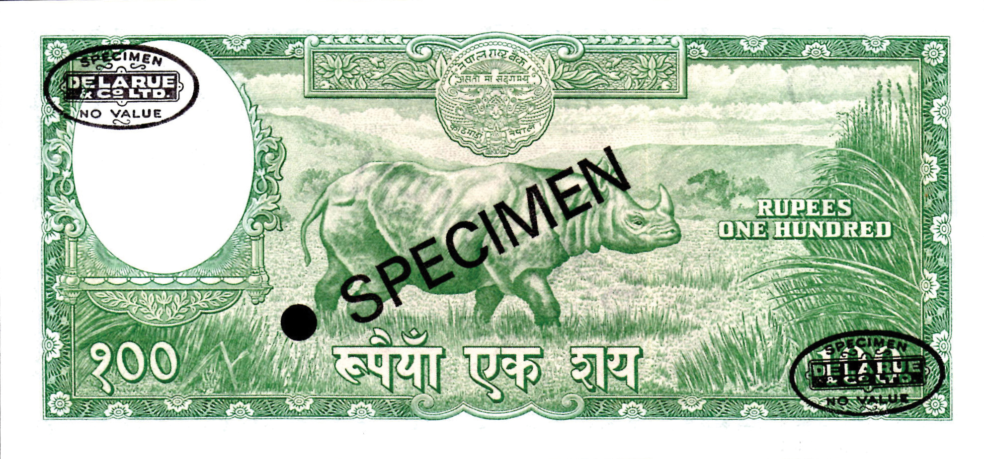  Diagonal black SPECIMEN and DLR oval ovpts; horizontal black SPECIMEN NO # ovpt lower left; all-zero s/n 