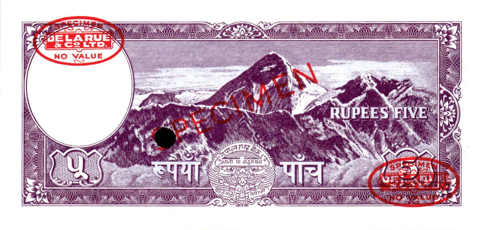  Diagonal red SPECIMEN and DLR oval ovpts; horizontal red SPECIMEN NO # ovpt lower left; all-zero s/n 
