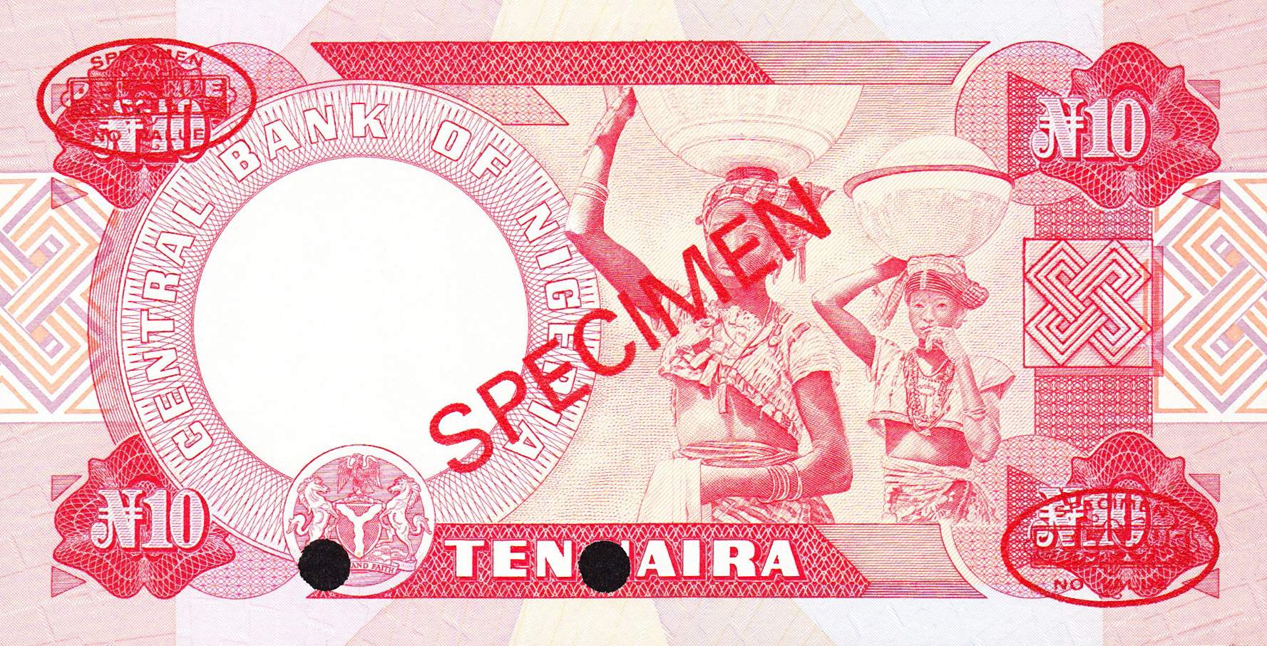  Diagonal red SPECIMEN and DLR oval ovpts front/back; horizontal red SPECIMEN NO # ovpt lower left front; all-zero s/n 