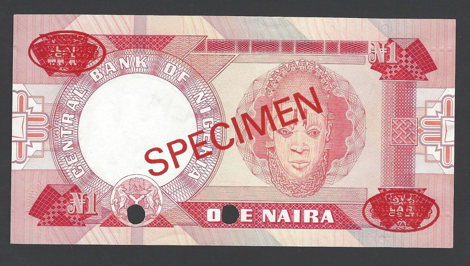  Diagonal red SPECIMEN and DLR oval ovpts front/back; horizontal red SPECIMEN NO # ovpt lower left front; all-zero s/n 