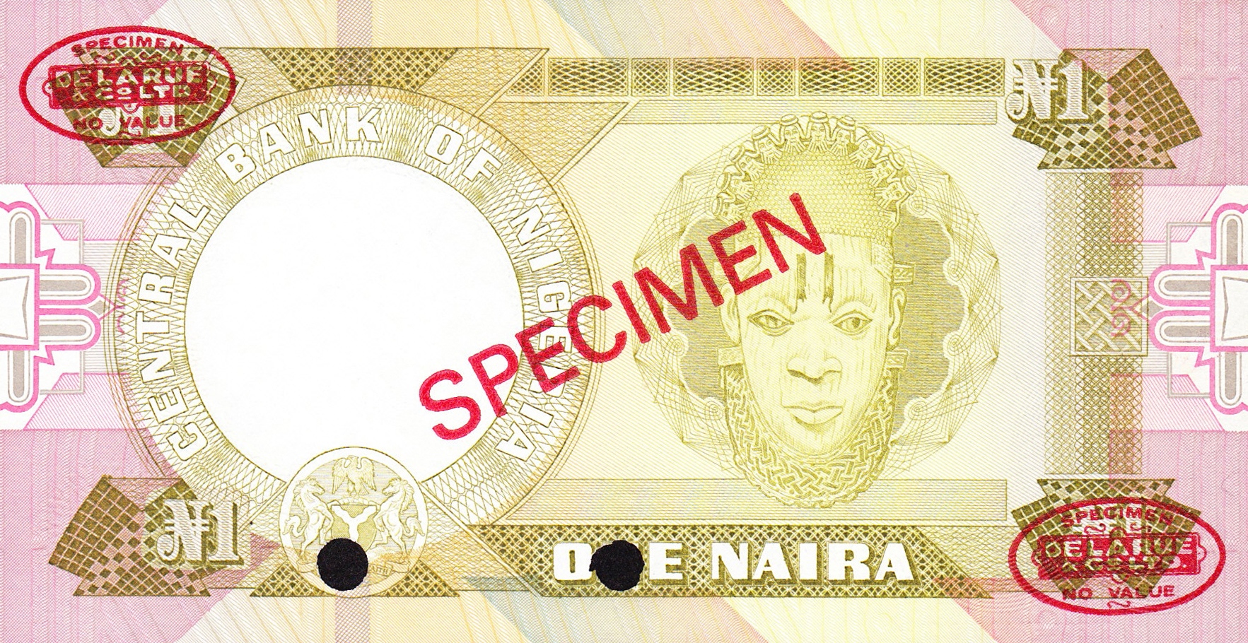  Diagonal red SPECIMEN and DLR oval ovpts front/back; horizontal red SPECIMEN NO # ovpt lower left front; all-zero s/n 