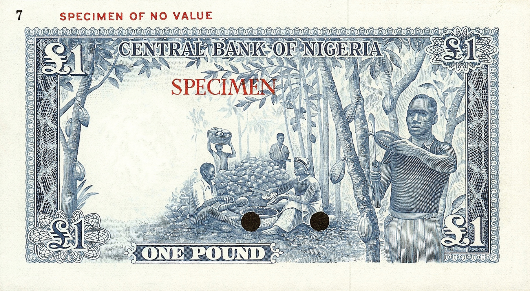  Blue; horizontal red SPECIMEN ovpt front/back; horizontal red SPECIMEN OF NO VALUE ovpt upper left front/back; all-zero s/n 