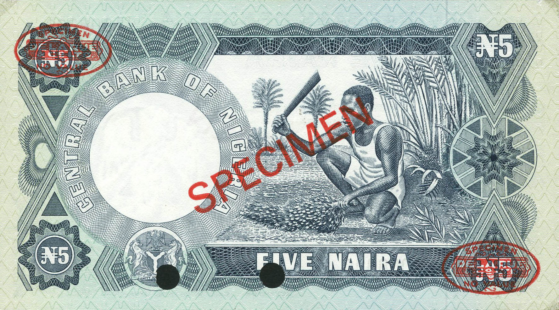  Diagonal red SPECIMEN and DLR oval ovpts front/back; horizontal red SPECIMEN NO # ovpt lower left front; all-zero s/n 