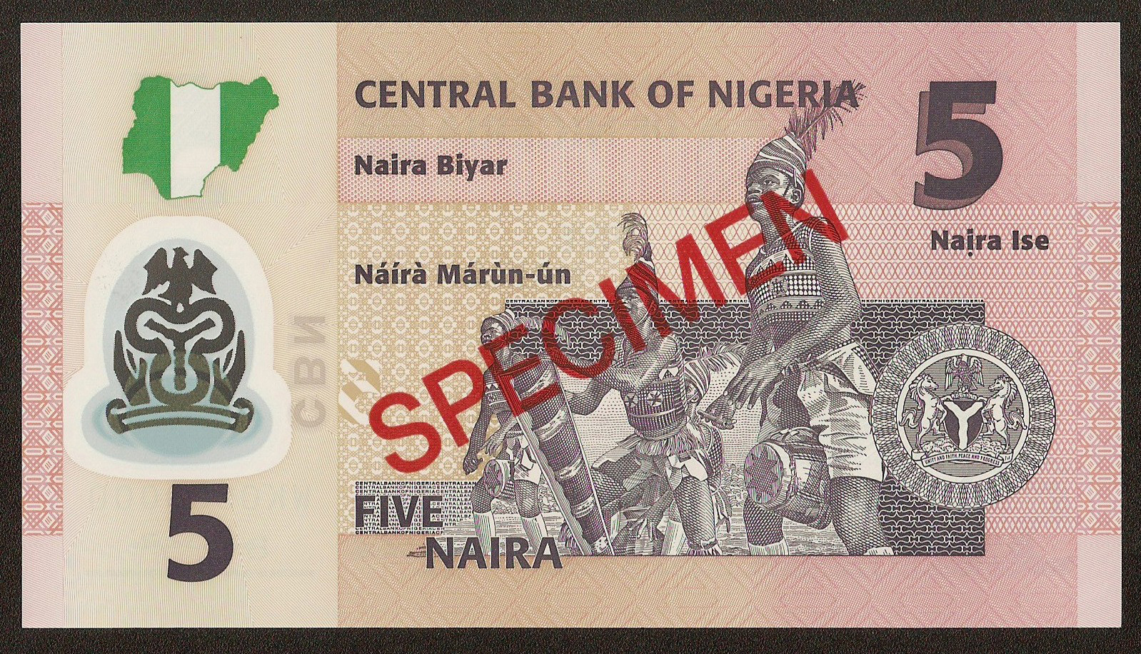  Diagonal red SPECIMEN ovpt front/back; horizontal red SPECIMEN NO # ovpt lower left front; all-zero s/n 