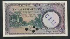  Diagonal purple SPECIMEN handstamp front; horizontal SPECIMEN perf; no s/n 