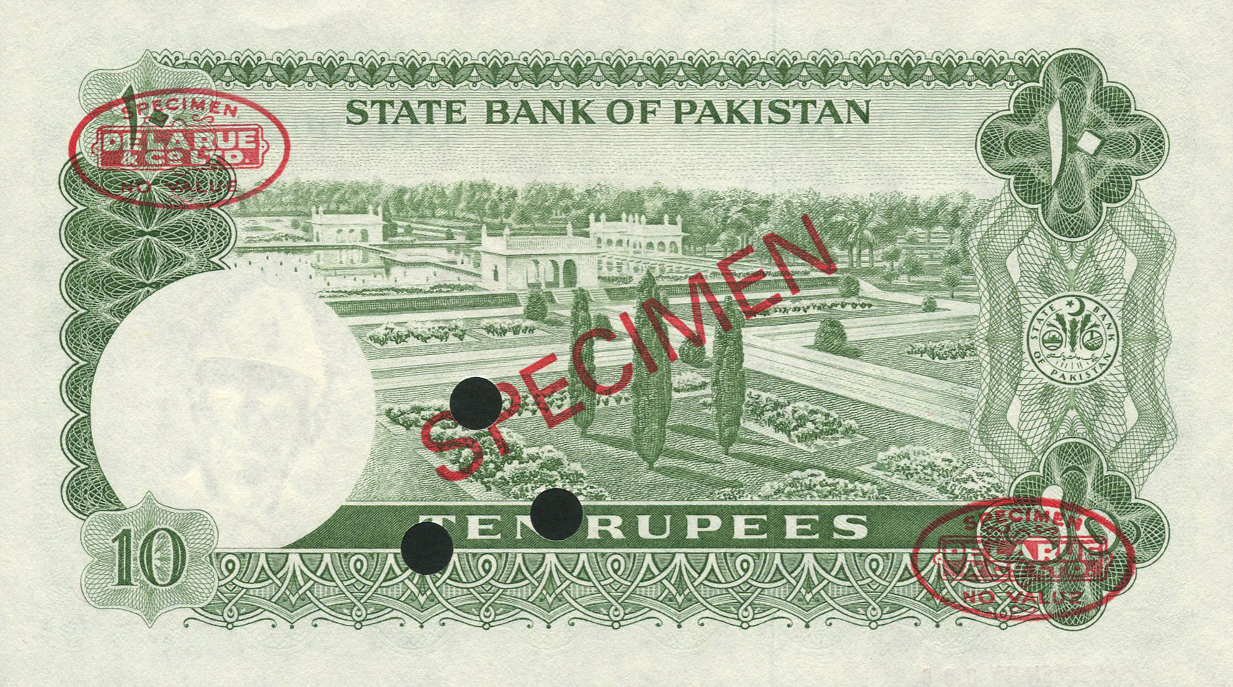  Diagonal red SPECIMEN and DLR oval ovpts; horizontal red SPECIMEN NO # ovpt lower left; all-zero s/n 