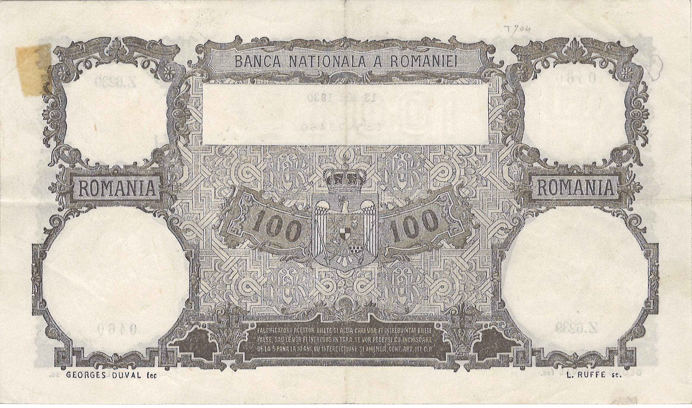  13 Mai 1930 Sig Burillianu/Crăciuneanu Series 6091 - 6239 