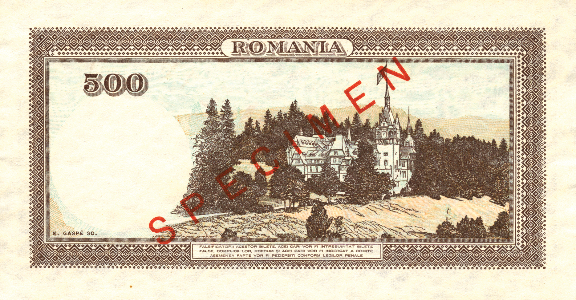  Diagonal red SPECIMEN ovpt front/back; all-zero s/n 